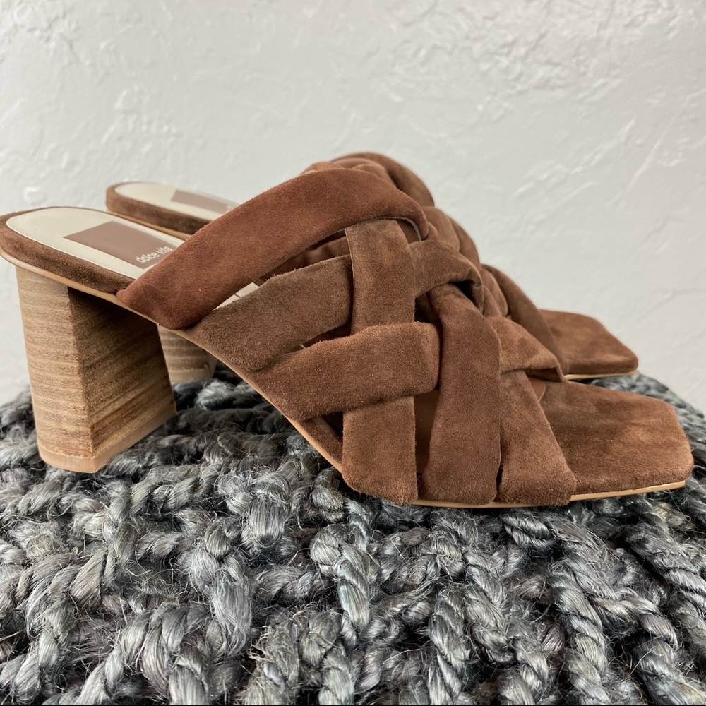 Dolce Vita Poira Sandal Heels in Espresso Suede square toe 7.5 - Picture 6 of 10